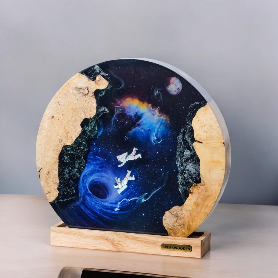 Handmade Astronaut Epoxy Resin Lamp | Cosmic Black Hole LED Night Light