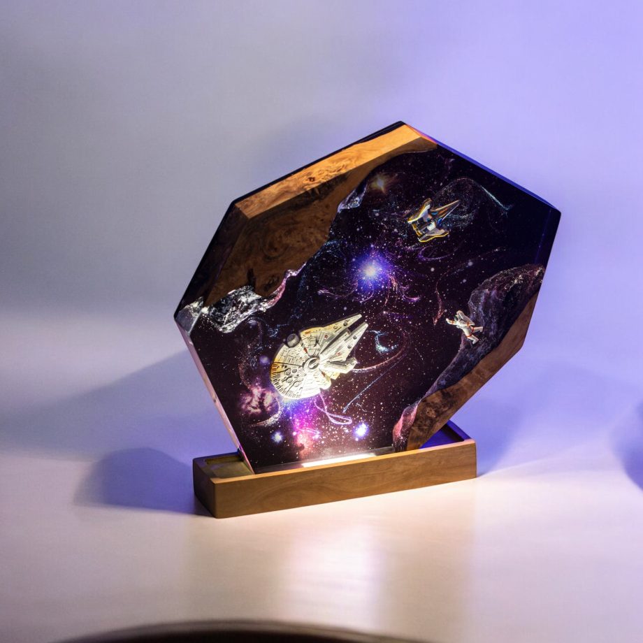 Galactic Voyage Epoxy Resin Lamp | Handcrafted Space Art