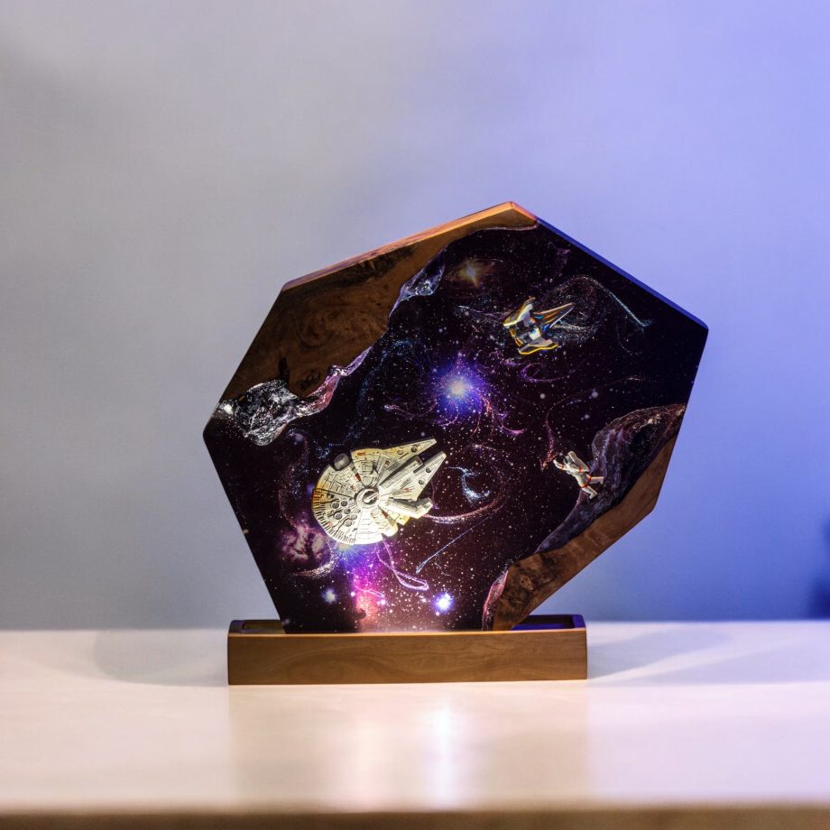 Galactic Voyage Epoxy Resin Lamp | Handcrafted Space Art