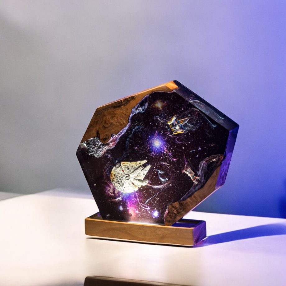 Galactic Voyage Epoxy Resin Lamp | Handcrafted Space Art