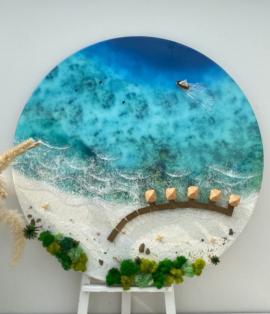 Handmade 3D Epoxy Resin Ocean Wall Art – A Stunning Coastal Escape
