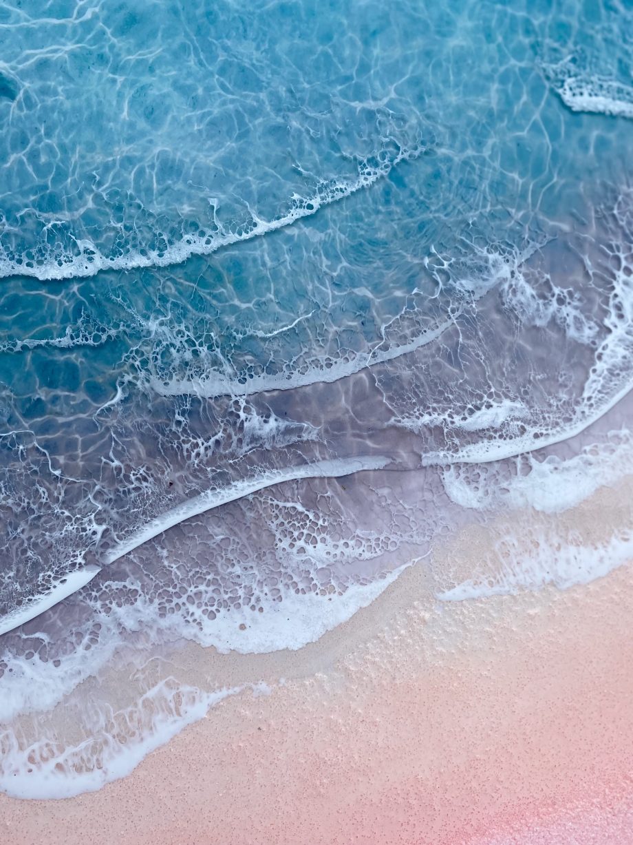 Handmade 3D Epoxy Resin Beach Art | Pink Sand Shore & Crystal Blue Waves