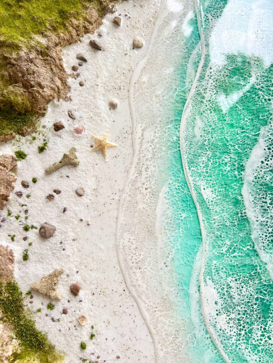 Luxury 3D Epoxy Resin Ocean Wall Art – Turquoise Paradise Beach