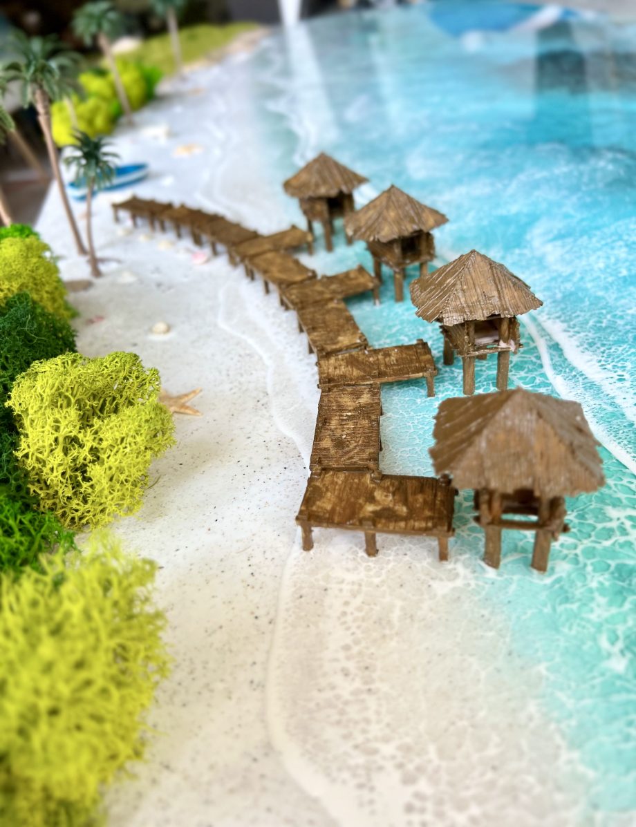 Handmade 3D Resin Beach Art – Luxurious Coastal Escape with Realistic Waves