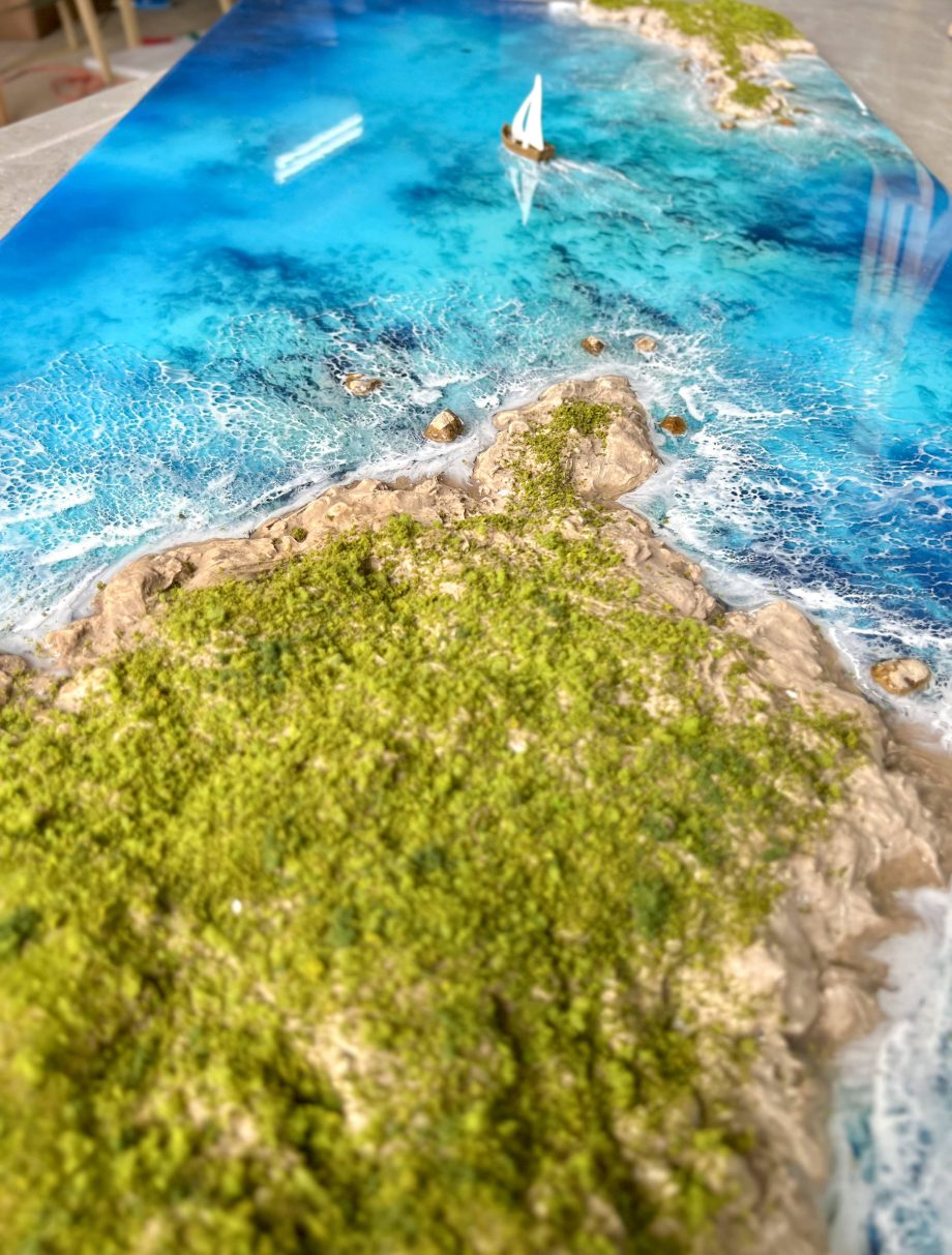 3D Resin Ocean Art – Handmade Coastal Masterpiece for Luxury Interiors