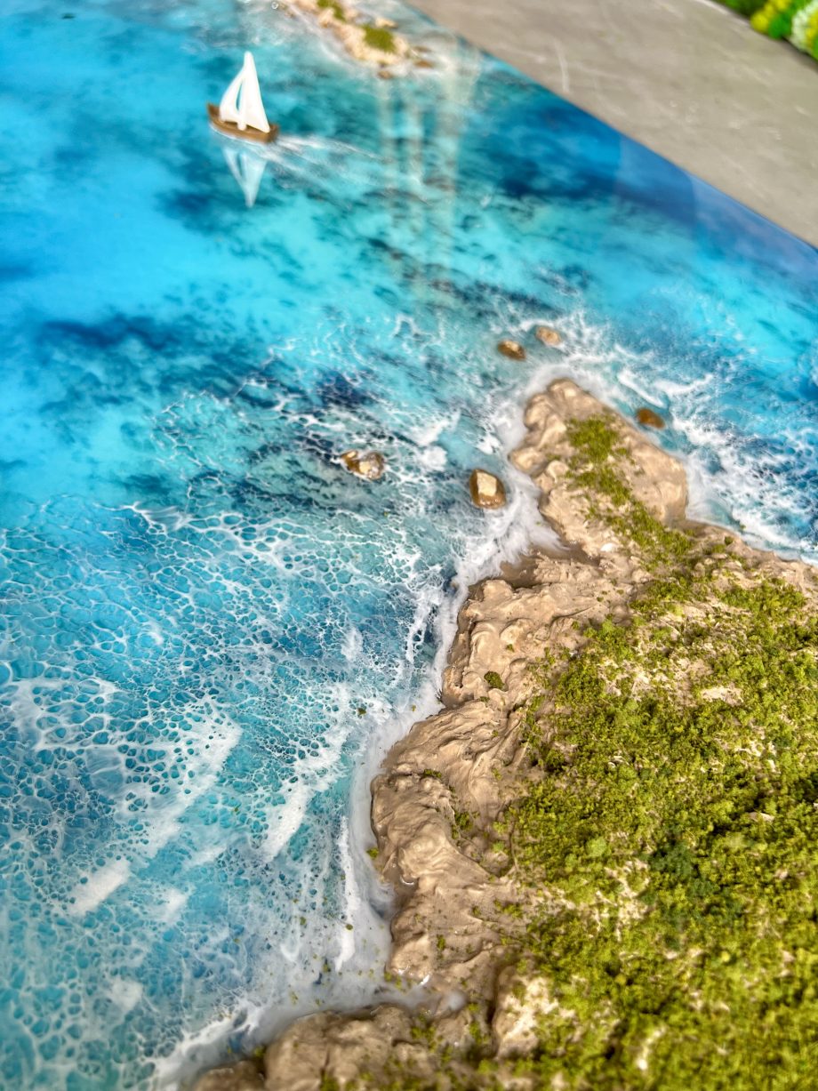 3D Resin Ocean Art – Handmade Coastal Masterpiece for Luxury Interiors