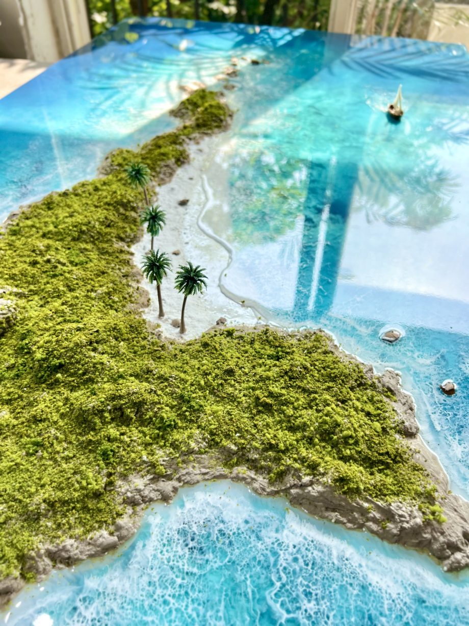 Handcrafted 3D Resin Ocean Wall Art – Luxury Island Escape for Modern Interiors