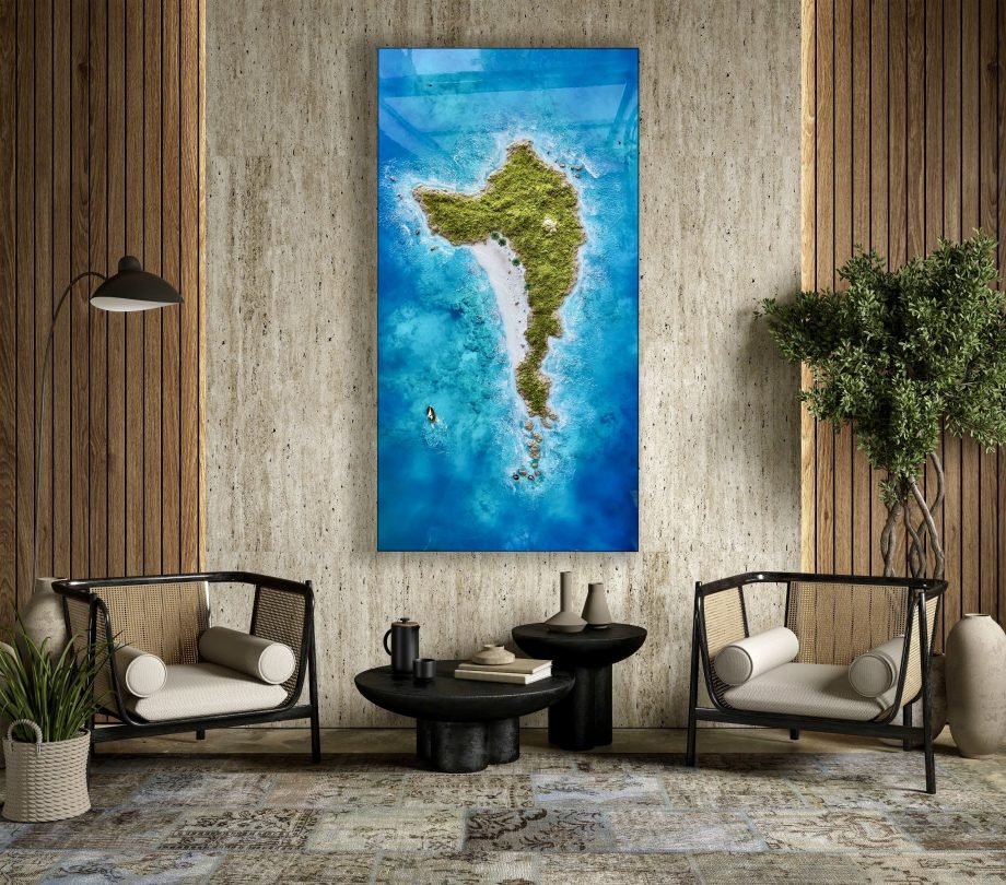 Handcrafted 3D Resin Ocean Wall Art – Luxury Island Escape for Modern Interiors