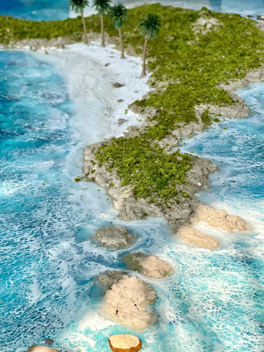 Handcrafted 3D Resin Ocean Wall Art – Luxury Island Escape for Modern Interiors