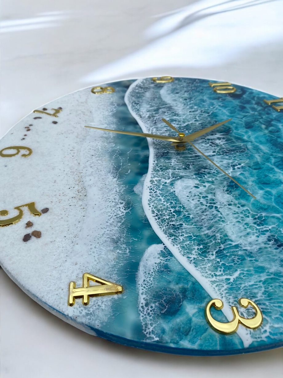 Handmade Ocean Resin Wall Clock | Coastal Elegance for Your Home Decor