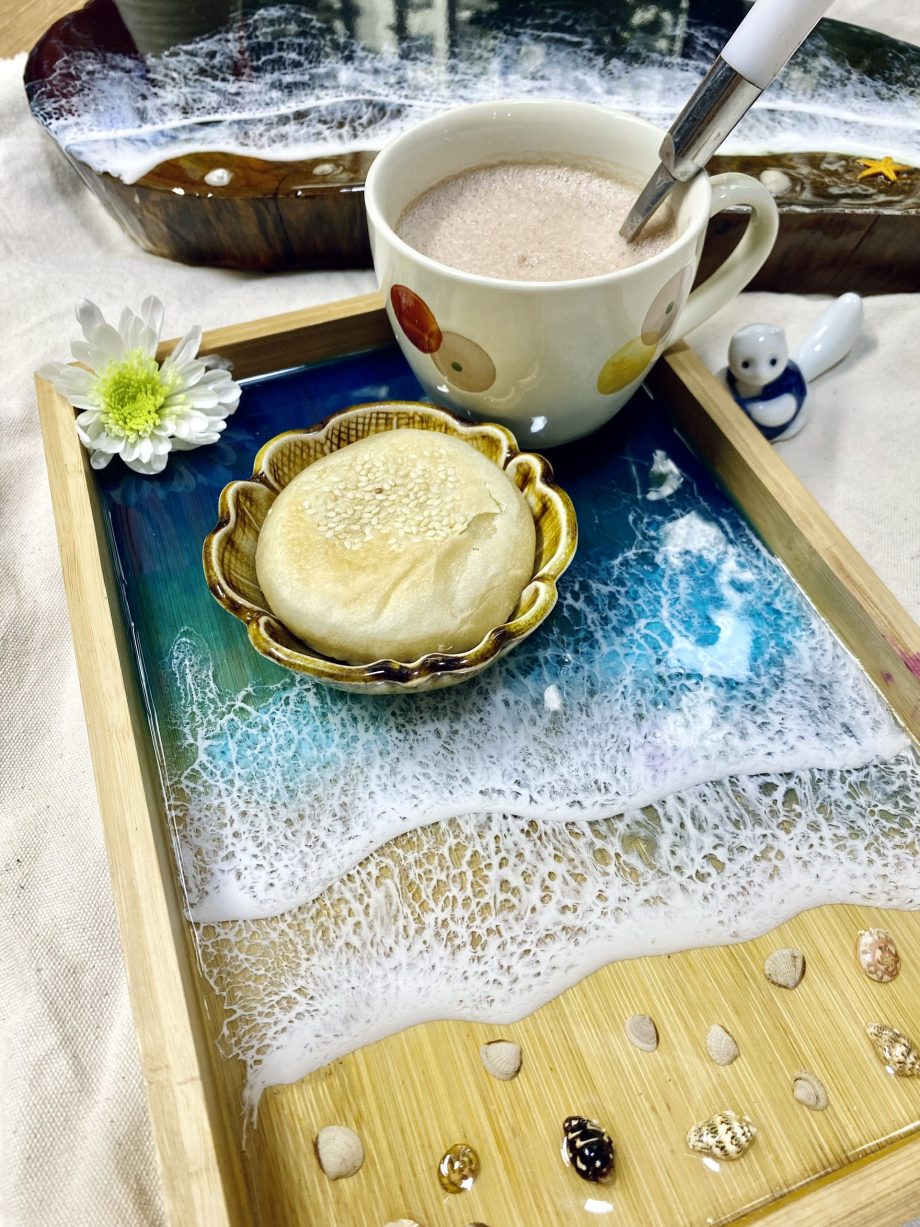 Ocean Wave Resin Serving Tray – Handmade Wooden Coastal Decor