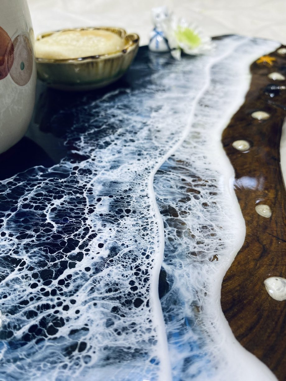 Handcrafted Ocean Resin Serving Board | A Stunning Coastal Touch