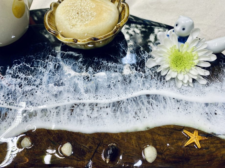 Handcrafted Ocean Resin Serving Board | A Stunning Coastal Touch