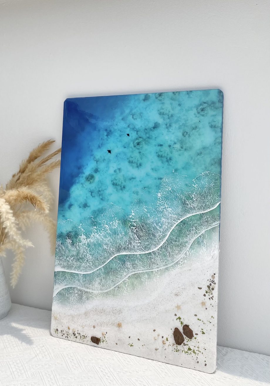 OceanEpoxy Rectangular 3D Resin Ocean Wall Art | Handcrafted Coastal Beach Decor