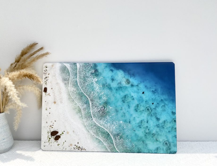OceanEpoxy Rectangular 3D Resin Ocean Wall Art | Handcrafted Coastal Beach Decor