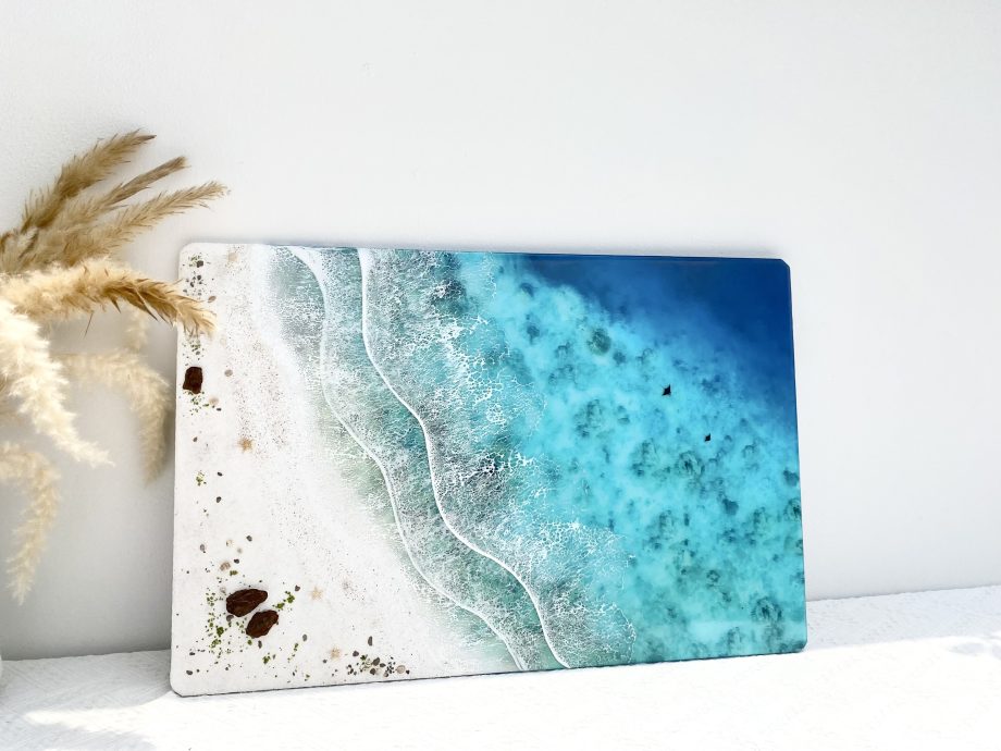 OceanEpoxy Rectangular 3D Resin Ocean Wall Art | Handcrafted Coastal Beach Decor
